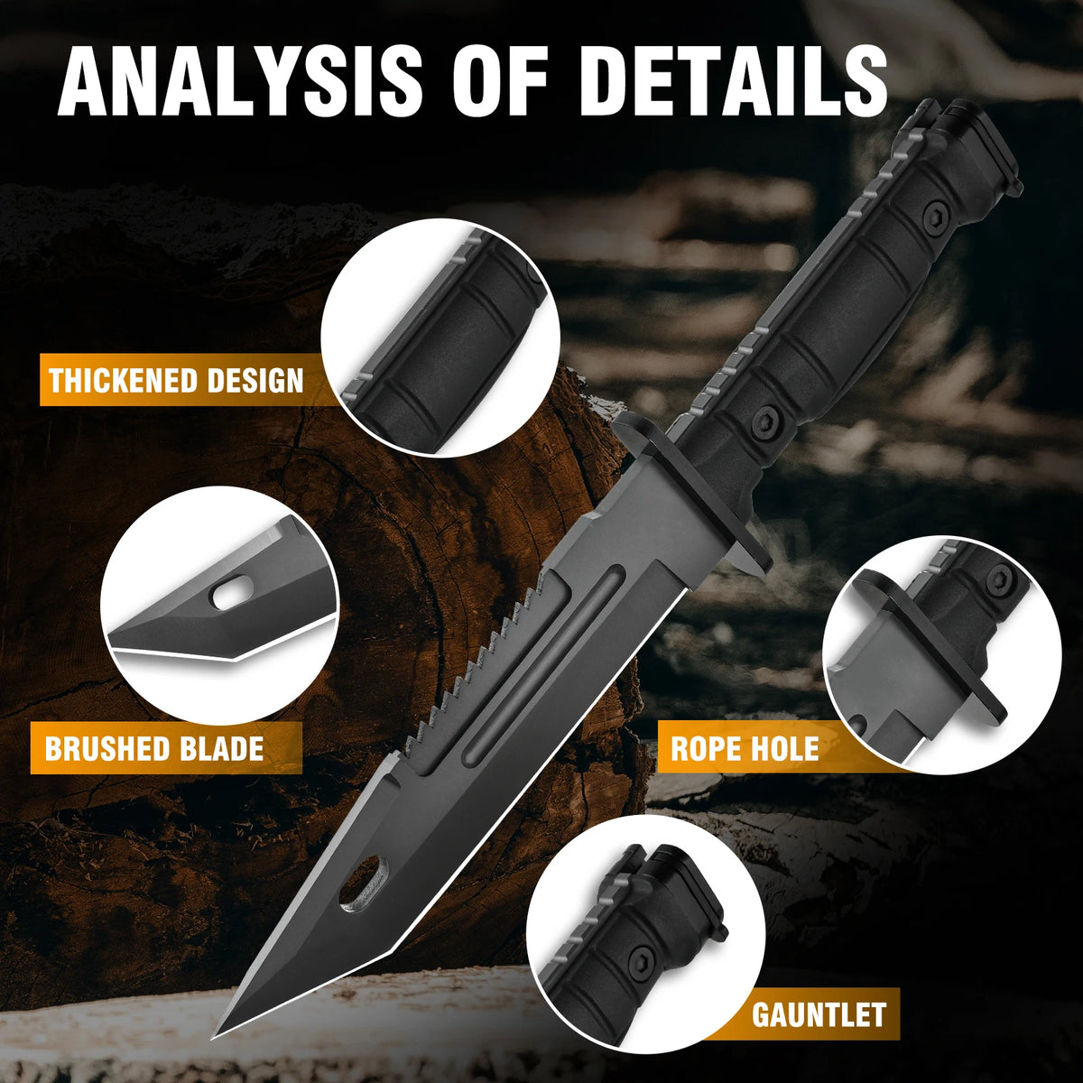 Gdekls Fixed Blade Outdoor Knife for Camping Hiking and Survival