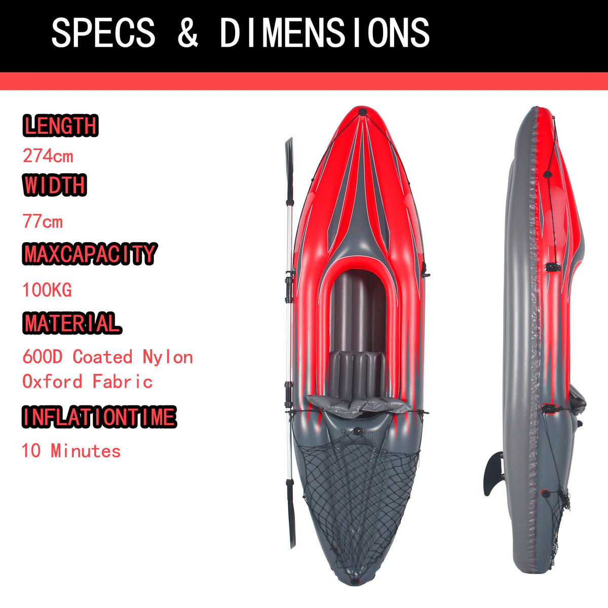 HHSJZWCY Inflatable One Person Kayak With Pump And Accessories
