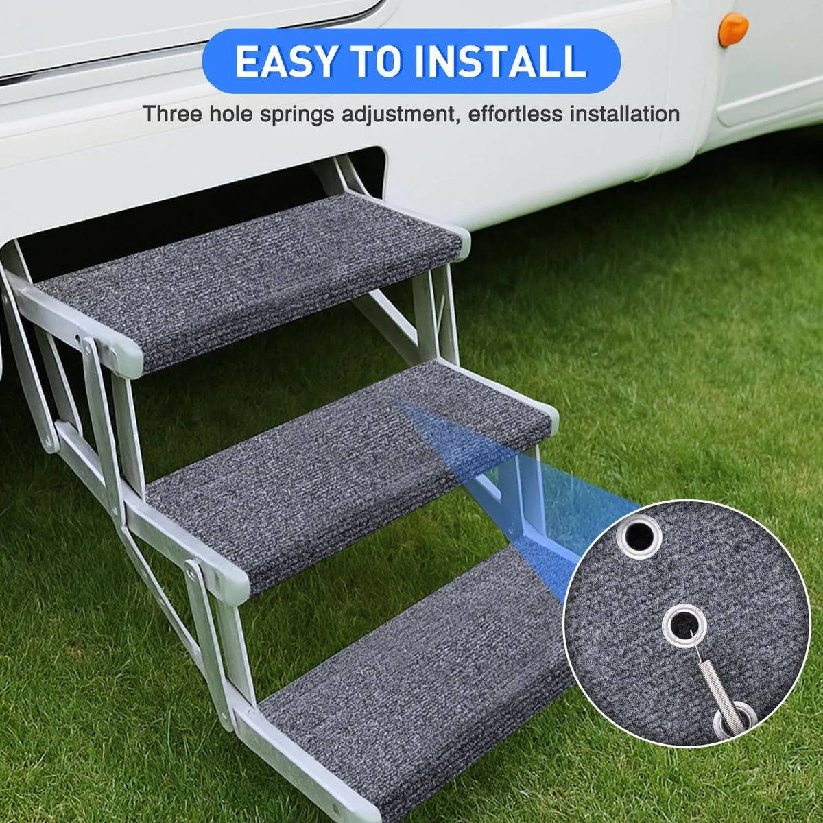 Nilight RV Step Covers With Adjustable Wraparound Carpet And Springs