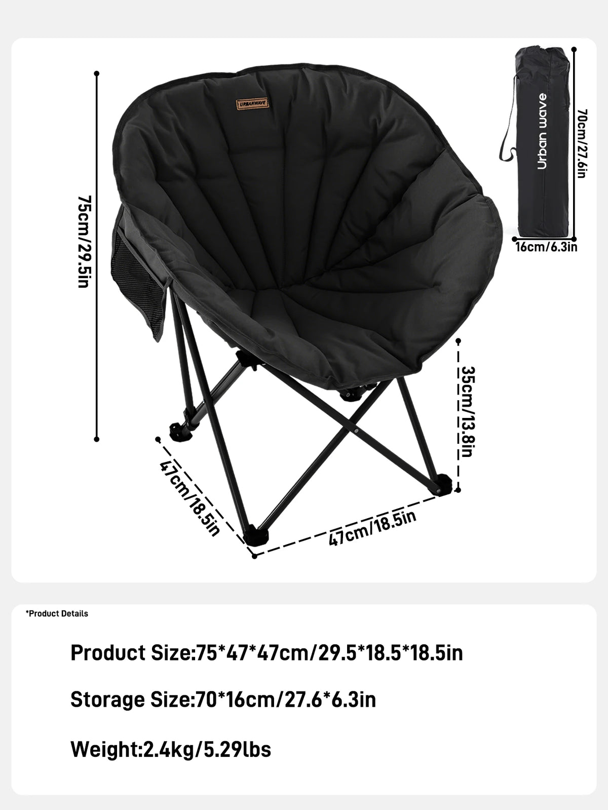 Heavy Duty Folding Camping Chair With Storage Bag And Cooler