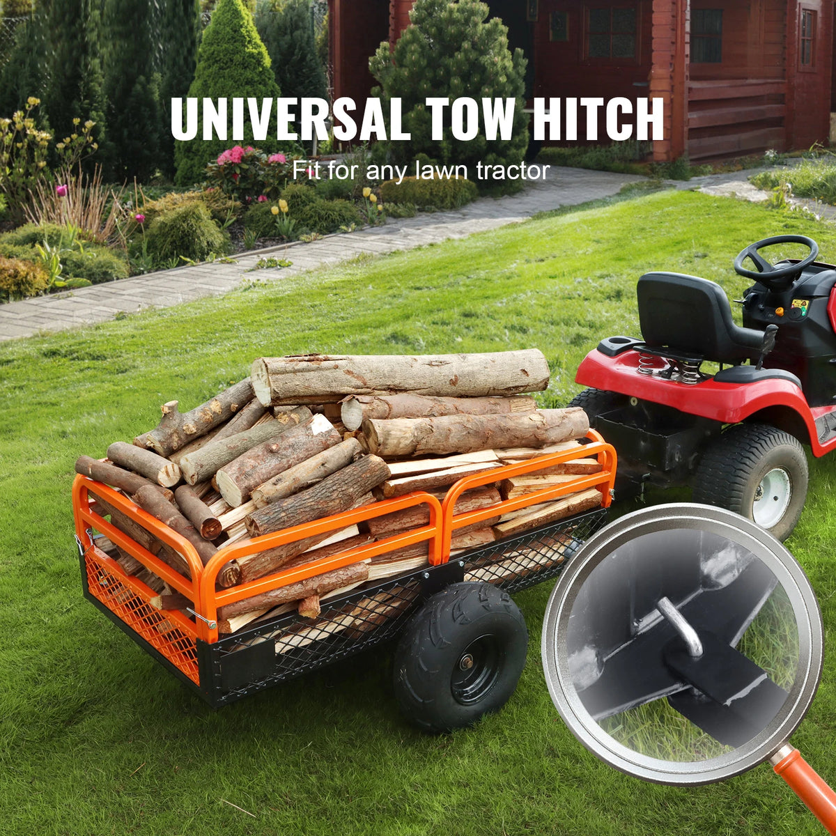 Heavy Duty Steel ATV Dump Trailer Tow Behind Garden Cart