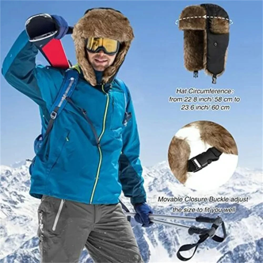 Winter Ushanka Trapper Hat With Warm Faux Fur Ear Flaps