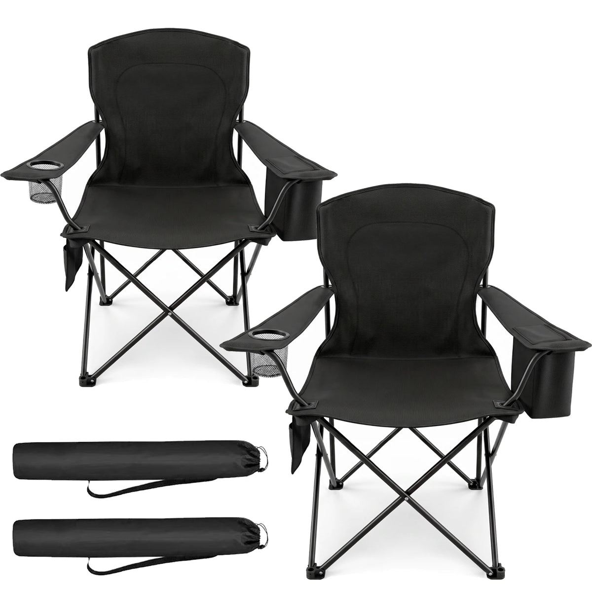 Portable Folding Camping Chairs Set With Cup Holders And Storage