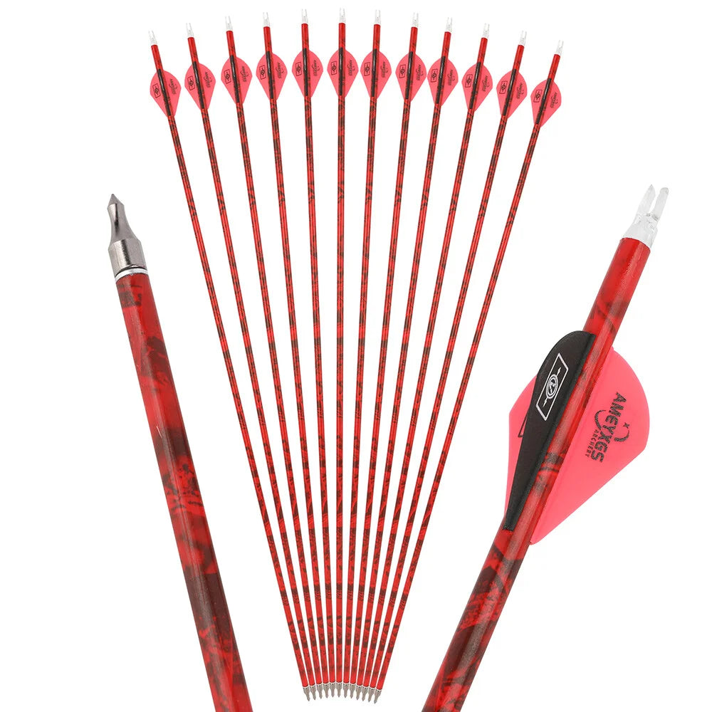 Reliable Mixed Carbon Archery Arrows Featuring Durable Rubber Feathers