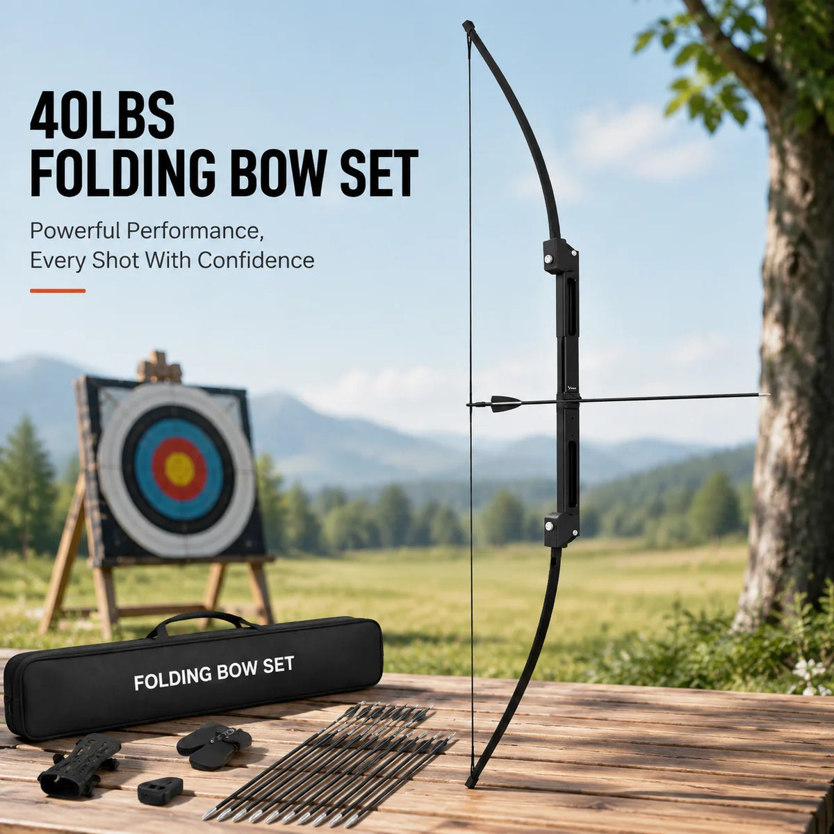 Portable Aluminum Folding Bow And Arrow Set For Archery Practice