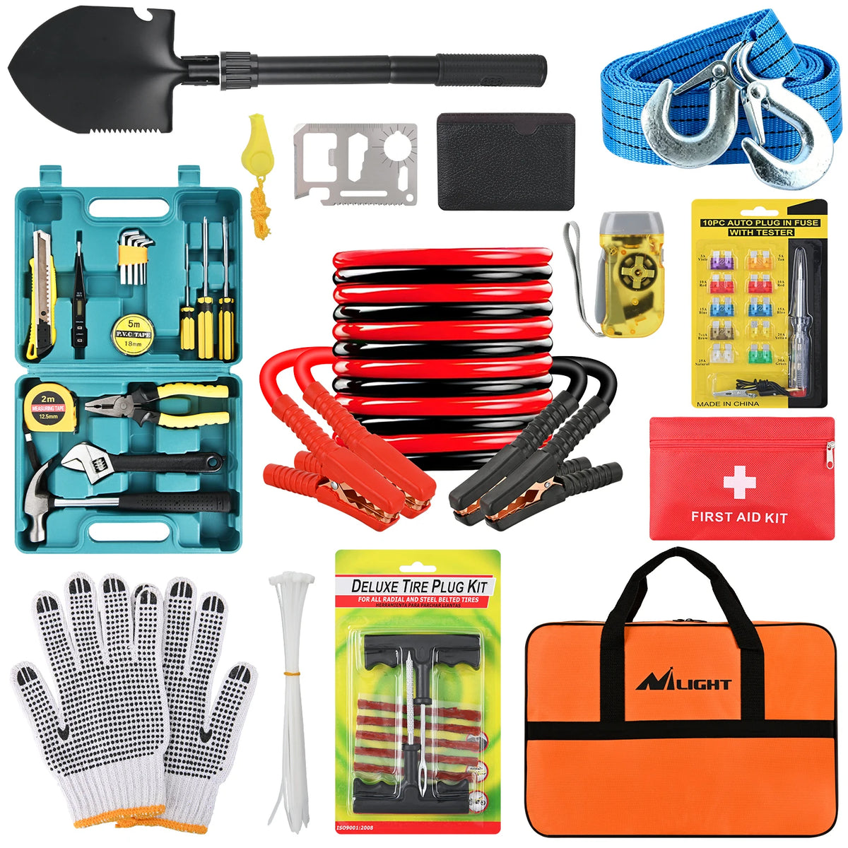 Nilight Car Emergency Kit Jumper Cable First Aid Roadside Set