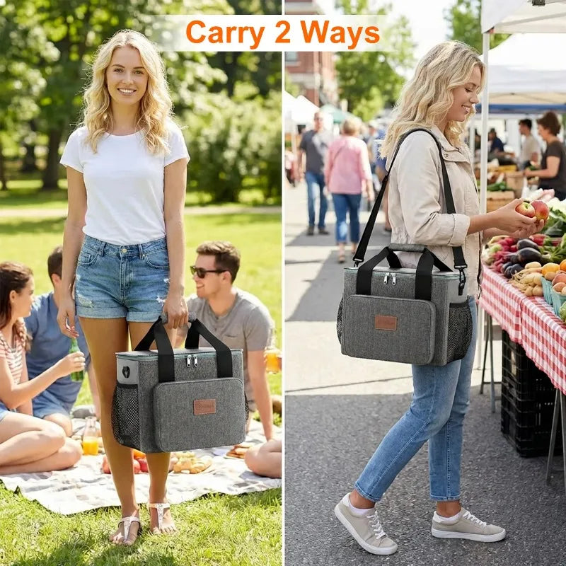 Insulated Leakproof Lunch Bag With Shoulder Strap And Pockets