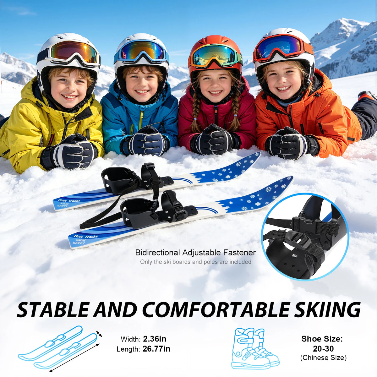 Kids Ski Set With Poles Durable ABS Construction For Beginners