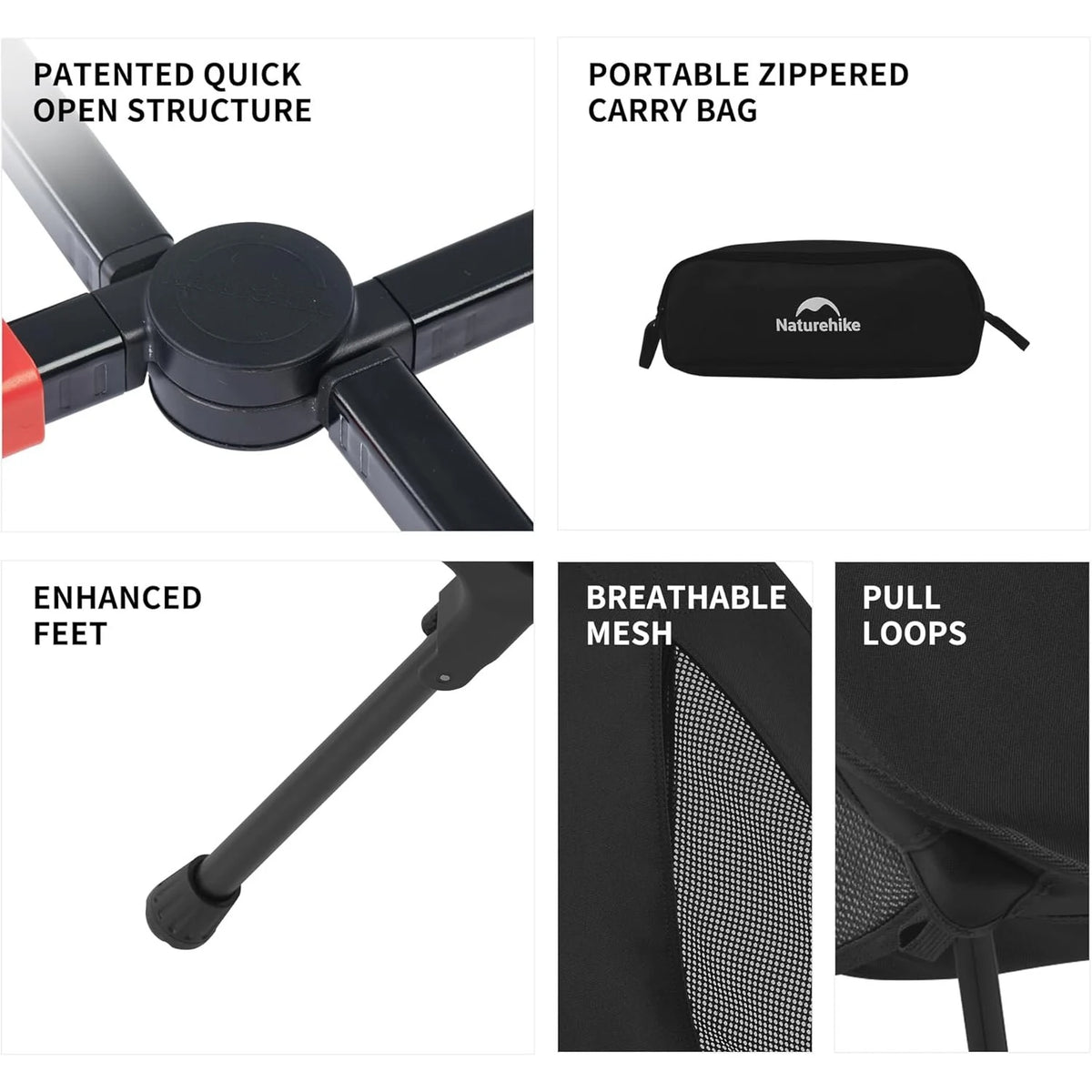Naturehike Ultralight Folding Aluminum Camping Chair for Hiking and Fishing