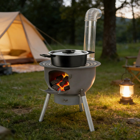 Portable Wood Stove Grill Grate Three Pot Rings Fire Pit