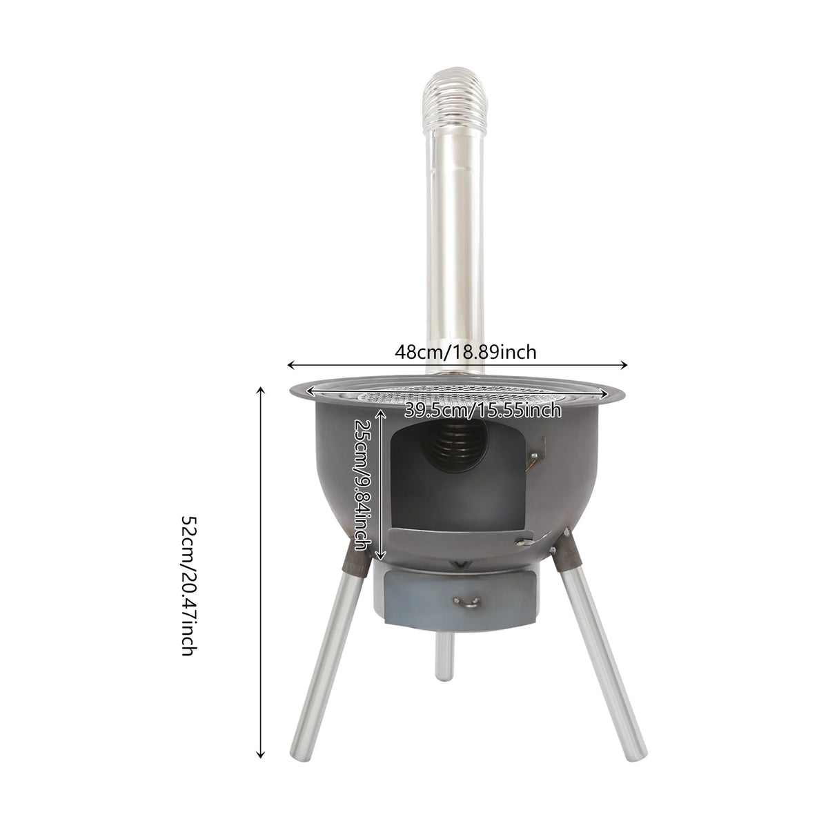 Portable Wood Stove Grill Grate Three Pot Rings Fire Pit