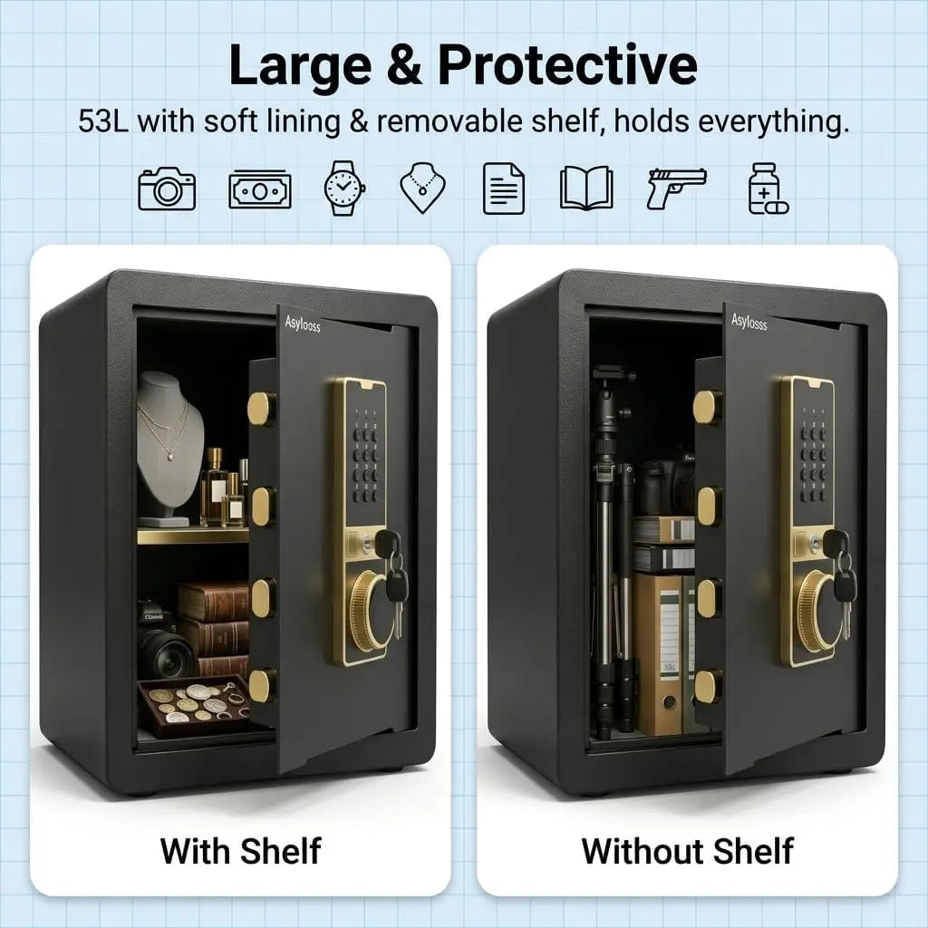 Digital Security Safe Featuring Triple Access And Wall Mount Design