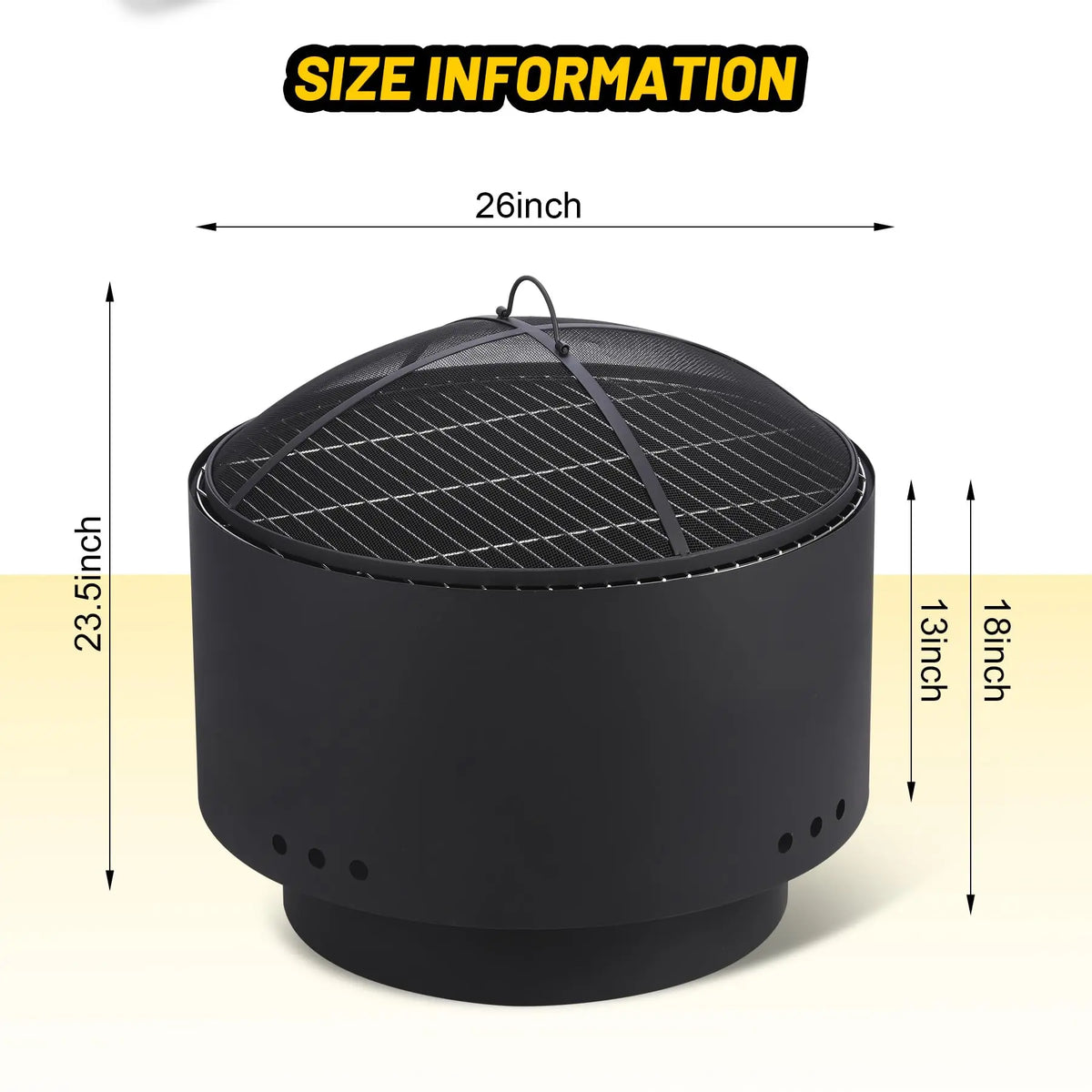 HiMiss Portable Smokeless Wood Fire Pit With Grill And Cover