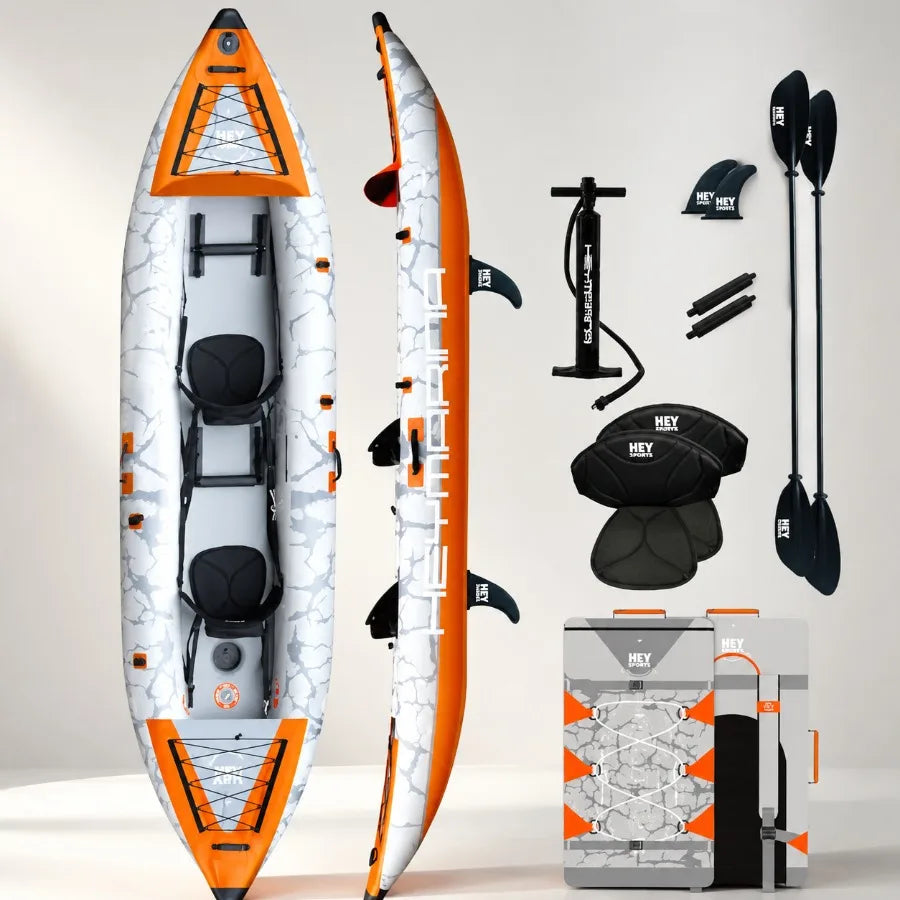 Inflatable Tandem Fishing Kayak With Drop Stitch Floor And Floats