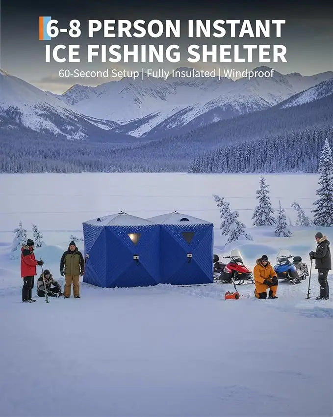 Insulated Pop Up Ice Fishing Tent Portable Windproof Thermal Shelter