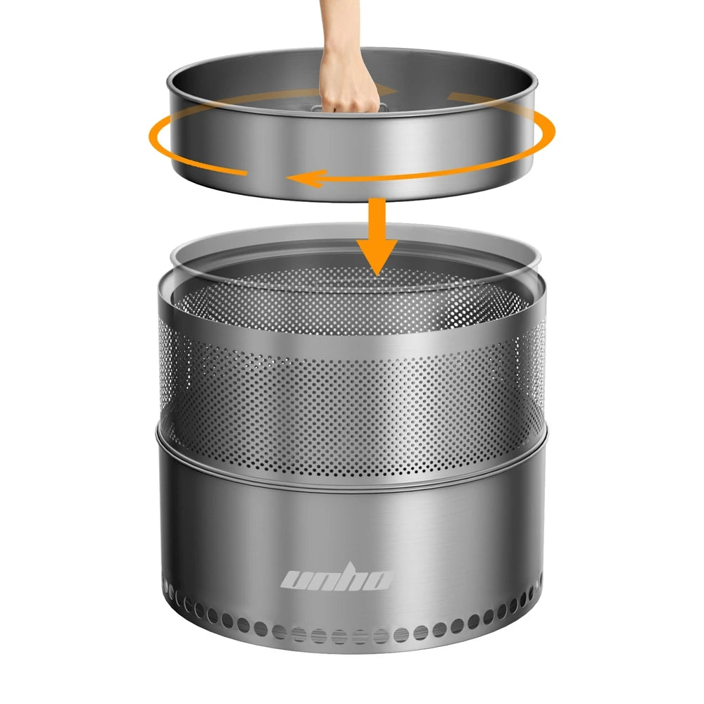 Portable Smokeless Stainless Steel Fire Pit With Grill Grate