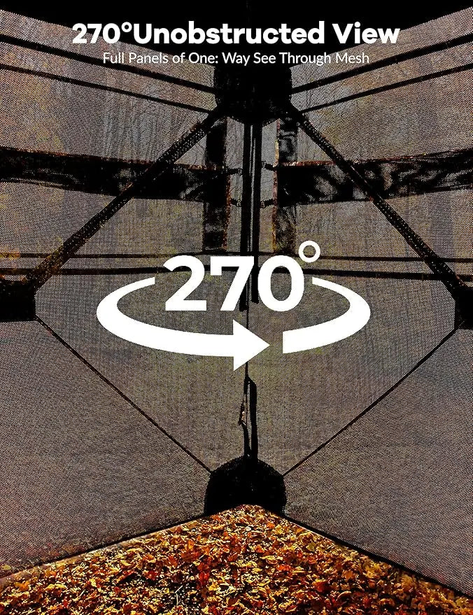 Portable 270 Degree Camouflage Ground Hunting Blind With Carry Bag