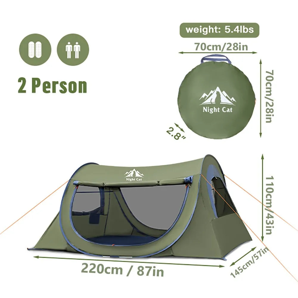 Night Cat 2 Person Pop Up Tent Waterproof Mosquito Net