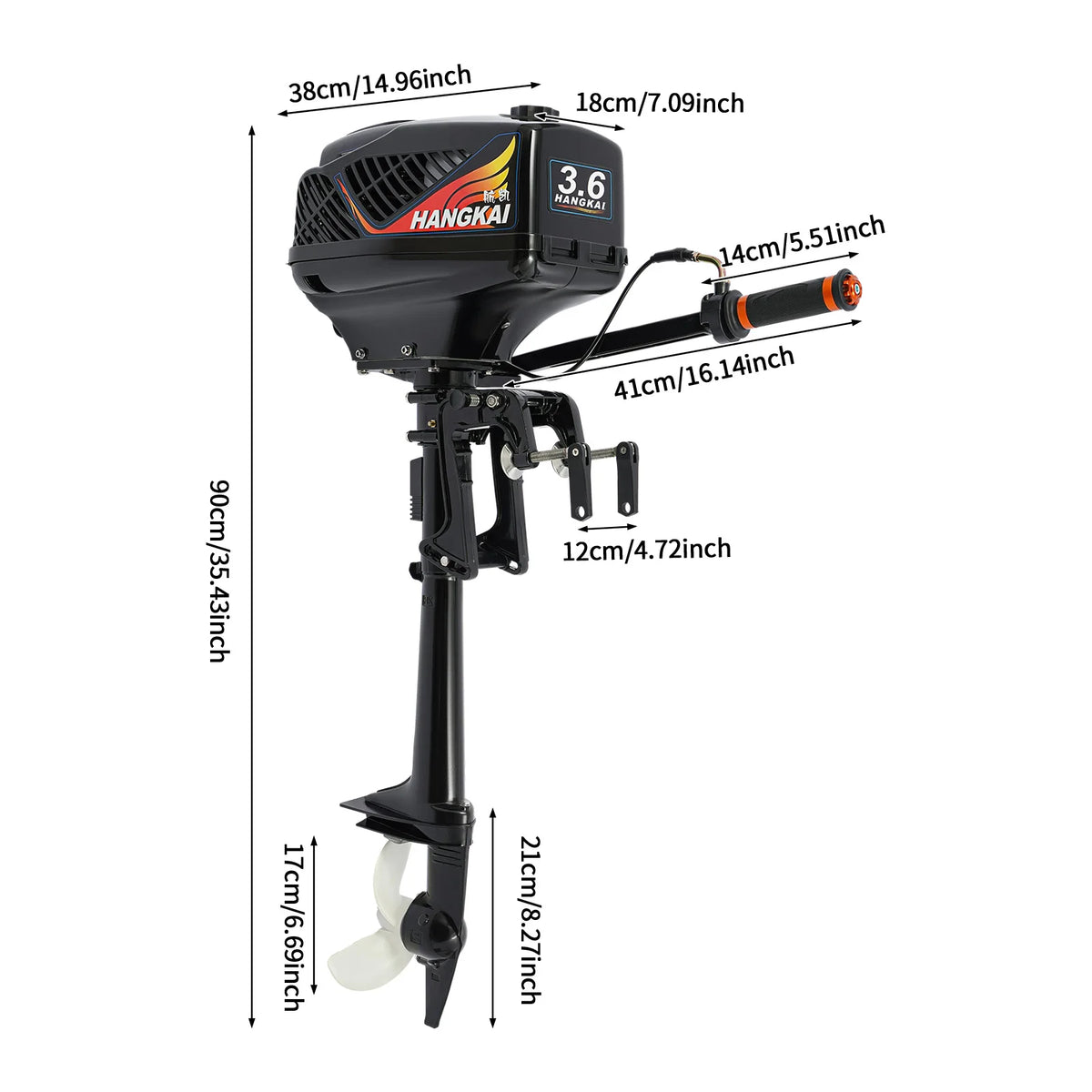 3.6hp Portable Marine Outboard Motor Two Stroke Compact Boat Engine