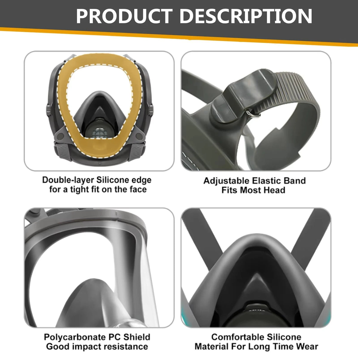 Activated Carbon Full Face Gas Mask For Industrial Safety Work