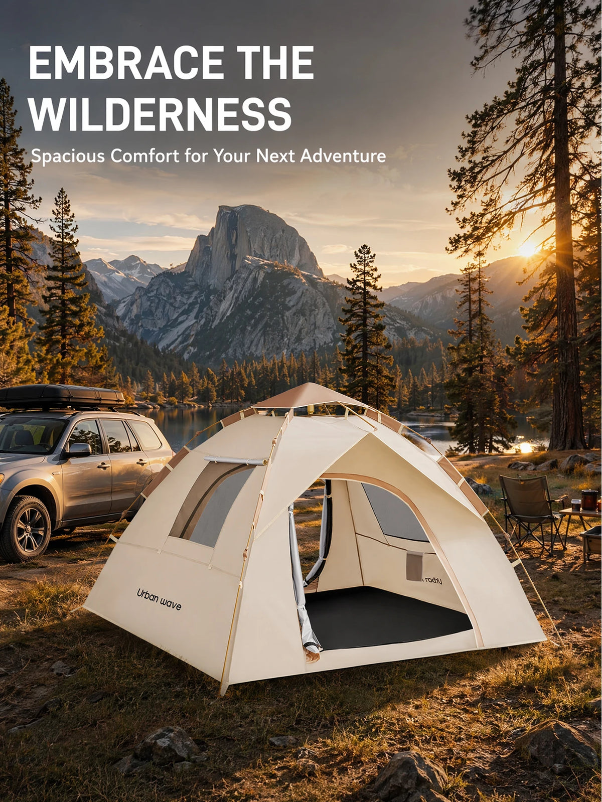 Automatic Pop Up Camping Tent Waterproof Windproof Portable Family Shelter