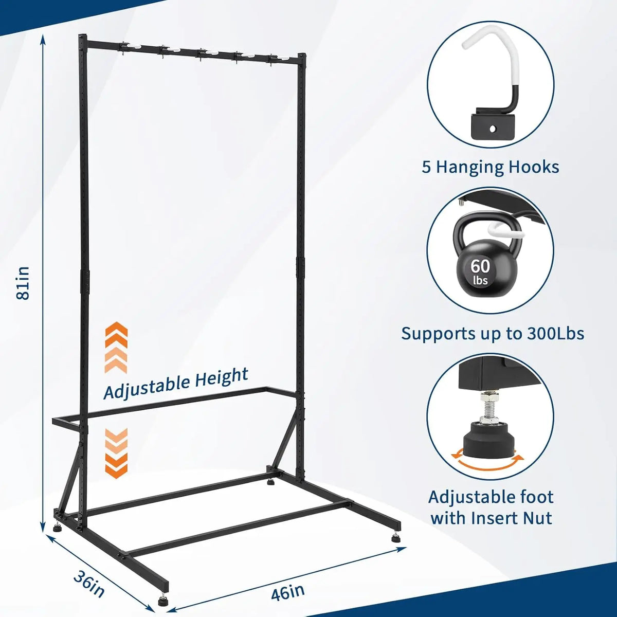 HiMISS Freestanding Bike Storage Rack Adjustable Vertical Steel Stand