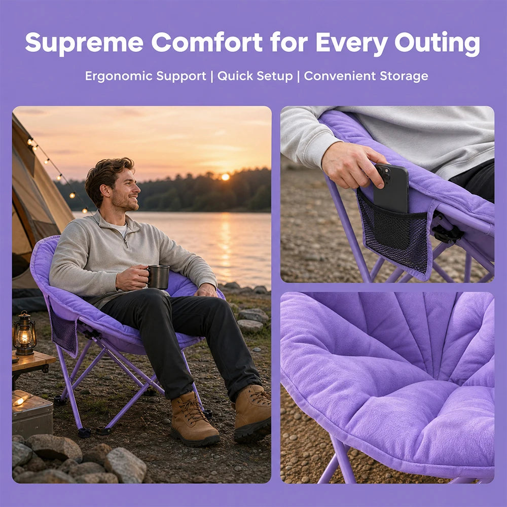 Heavy Duty Folding Camping Chair With Storage Bag And Cooler