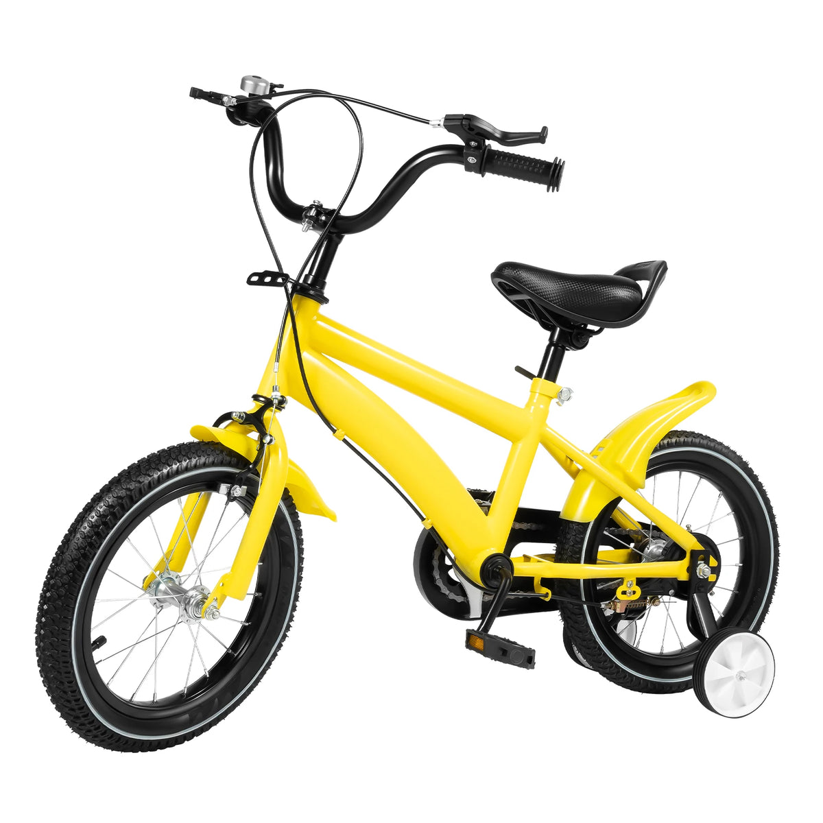 Steel Kids Bicycle With Training Wheels And Adjustable Handlebars