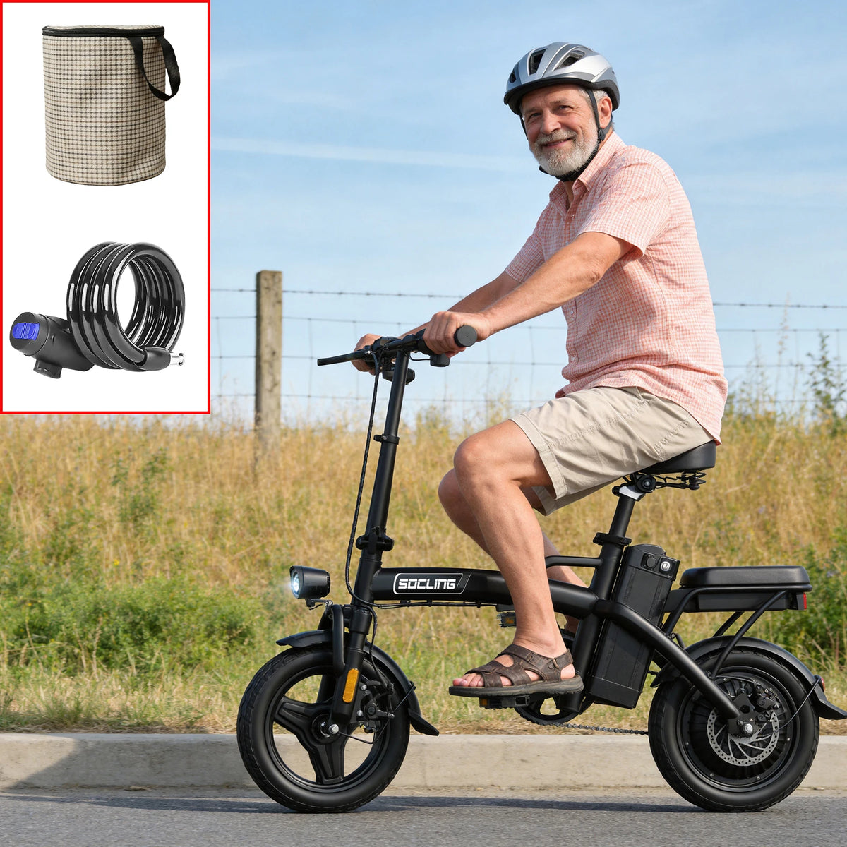 500W Foldable Electric Bike for Adults With Basket and Battery