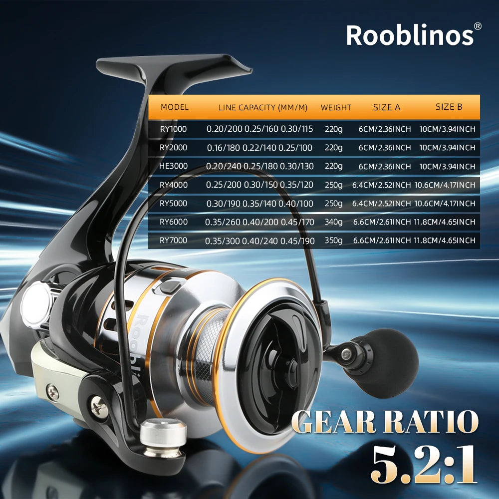 Rooblinos RY Spinning Reel With Aluminum Spool And Smooth Action