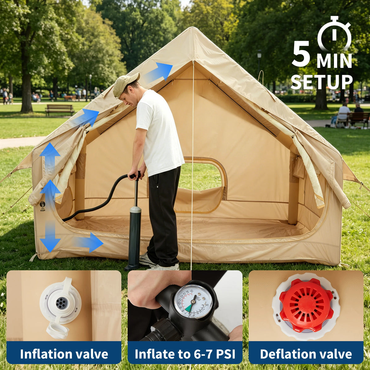 Premium Inflatable Camping Tent For Waterproof Family Outdoor Shelter