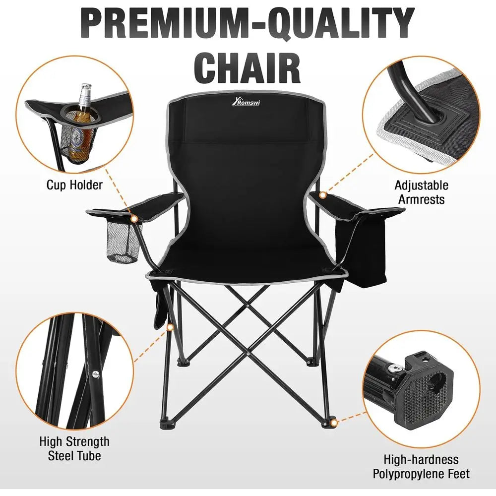 Portable Folding Camping Chairs With Cooler Bag And Cup Holders