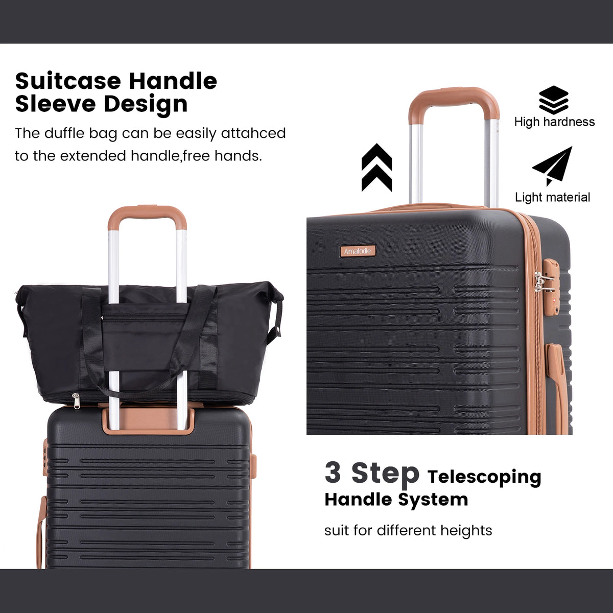 TRIPCOMP Hardside Spinner Luggage Set With TSA Lock And Duffle