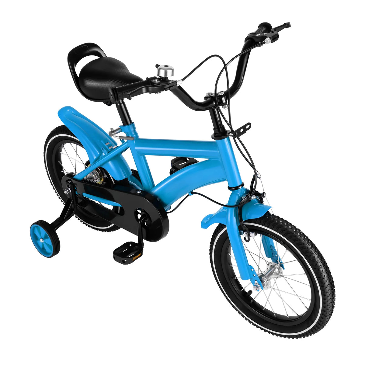 Steel Kids Bicycle With Training Wheels And Adjustable Handlebars