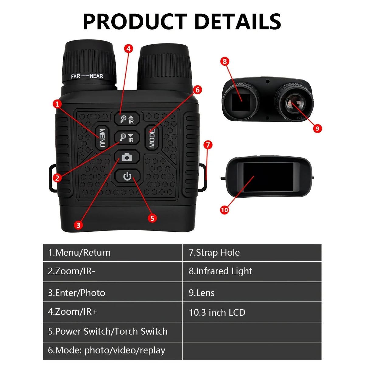 Digital Night Vision Monocular Camera With Infrared For Hunting