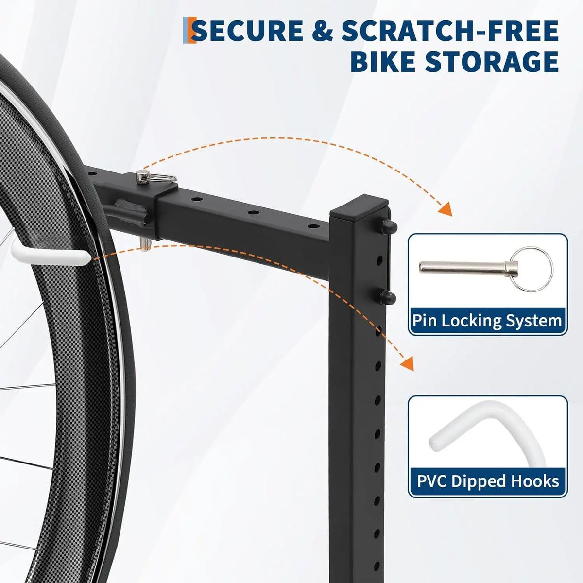 HiMISS Freestanding Bike Storage Rack Adjustable Vertical Steel Stand
