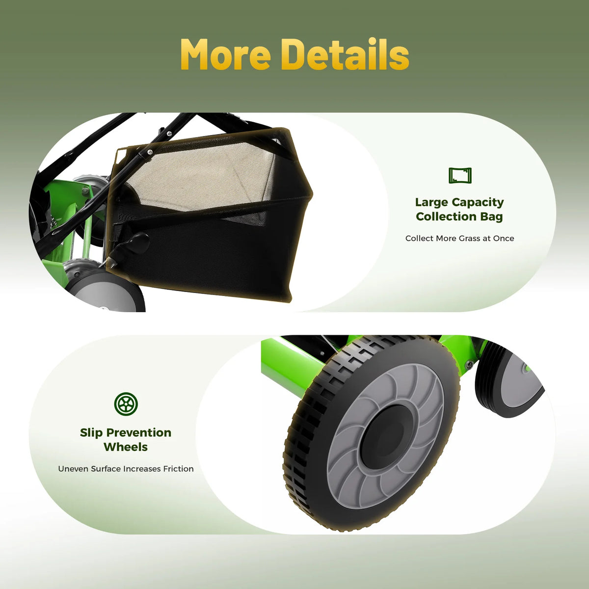 Adjustable Manual Reel Lawn Mower With Grass Catcher