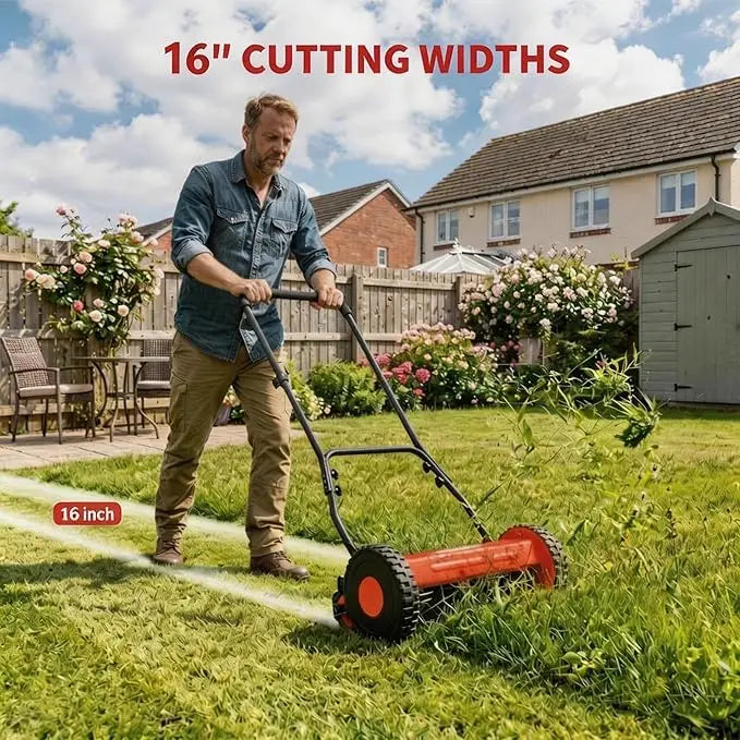 Manual Push Lawn Mower Without Grass Catcher for Yard Use