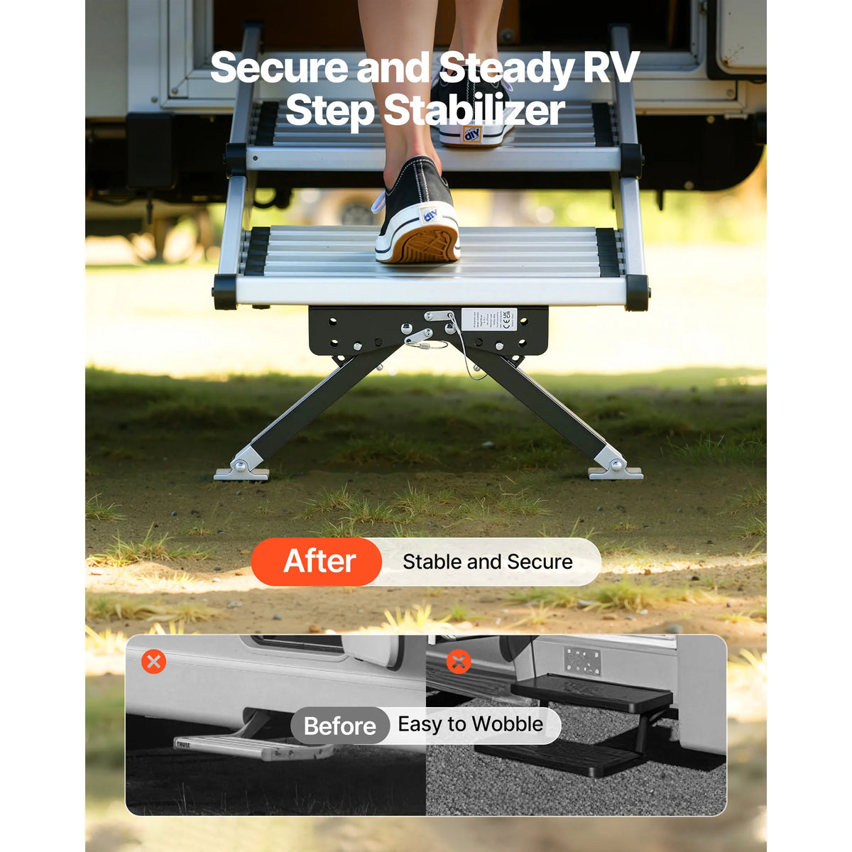 SucceBuy Adjustable RV Step Stabilizer for Campers and Travel Trailers