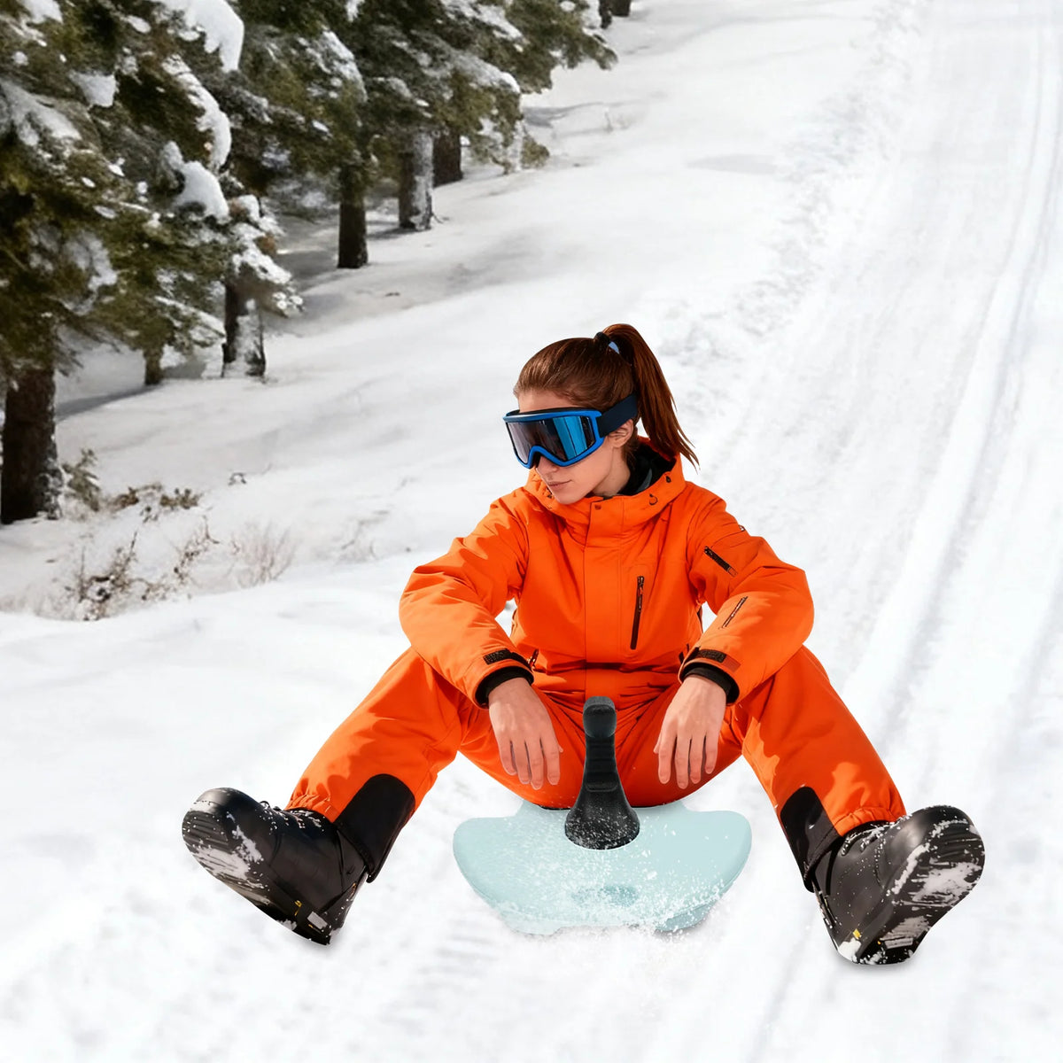 Portable Snow Sled With Ergonomic Handle For Winter Outdoor Fun
