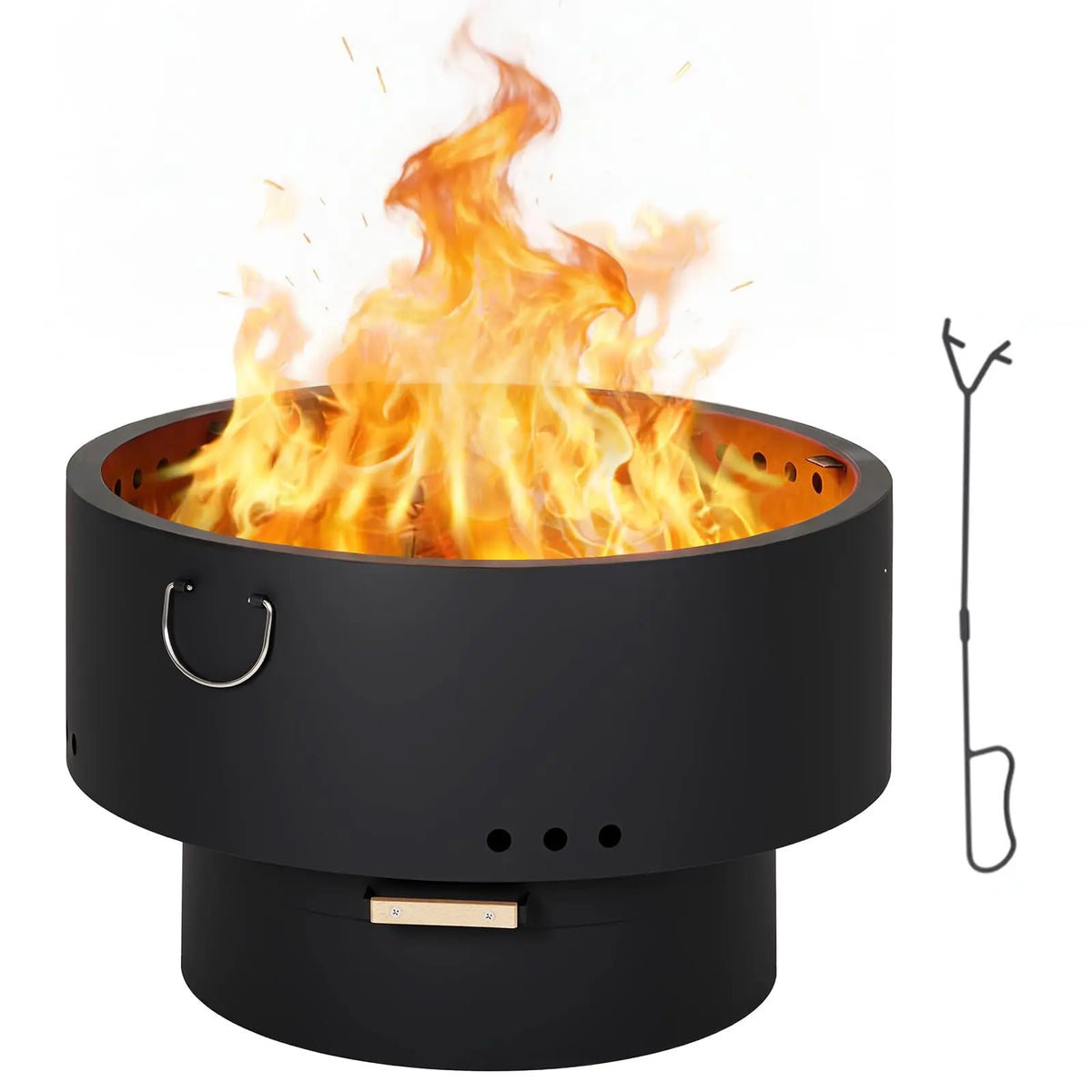 HiMISS Smokeless Outdoor Fire Pit Table With Bamboo Lid