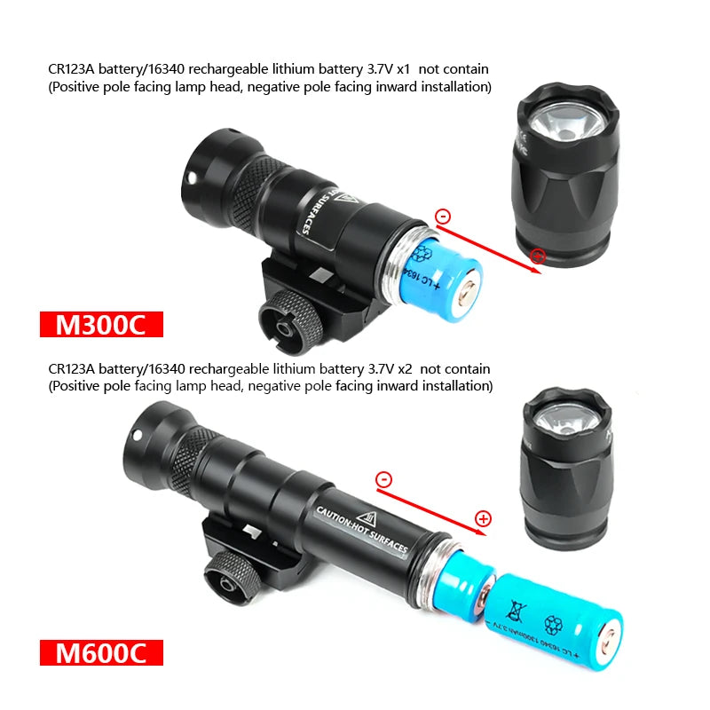 Tactical Led Flashlight 20mm Rail Mount For Hunting Shooting Rifles