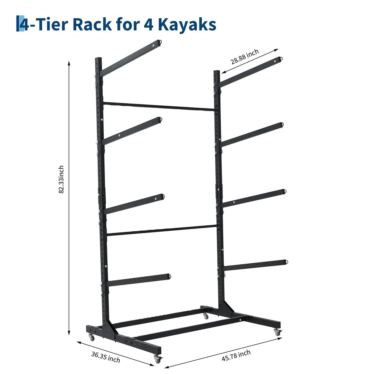 HiMiss Adjustable Heavy Duty Kayak Rack With Wheels