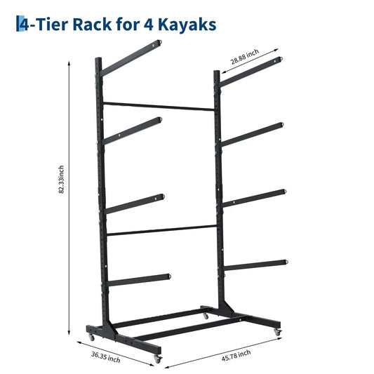 HiMiss Adjustable Heavy Duty Kayak Rack With Wheels