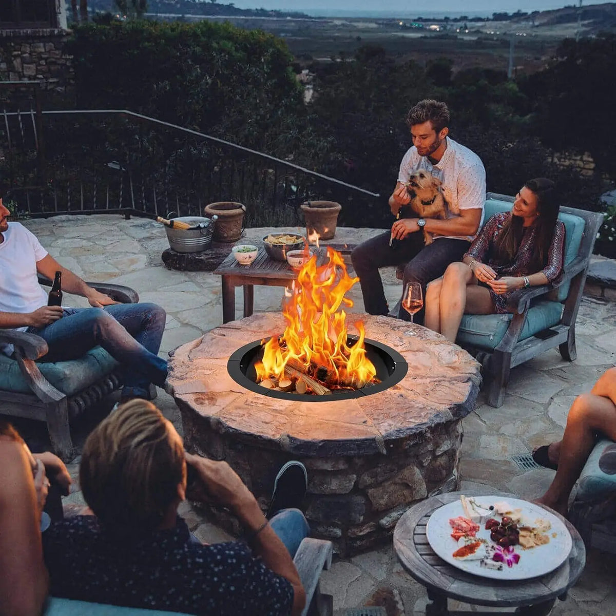 HiMiss Heavy Duty Carbon Steel Outdoor Fire Pit Insert Liner