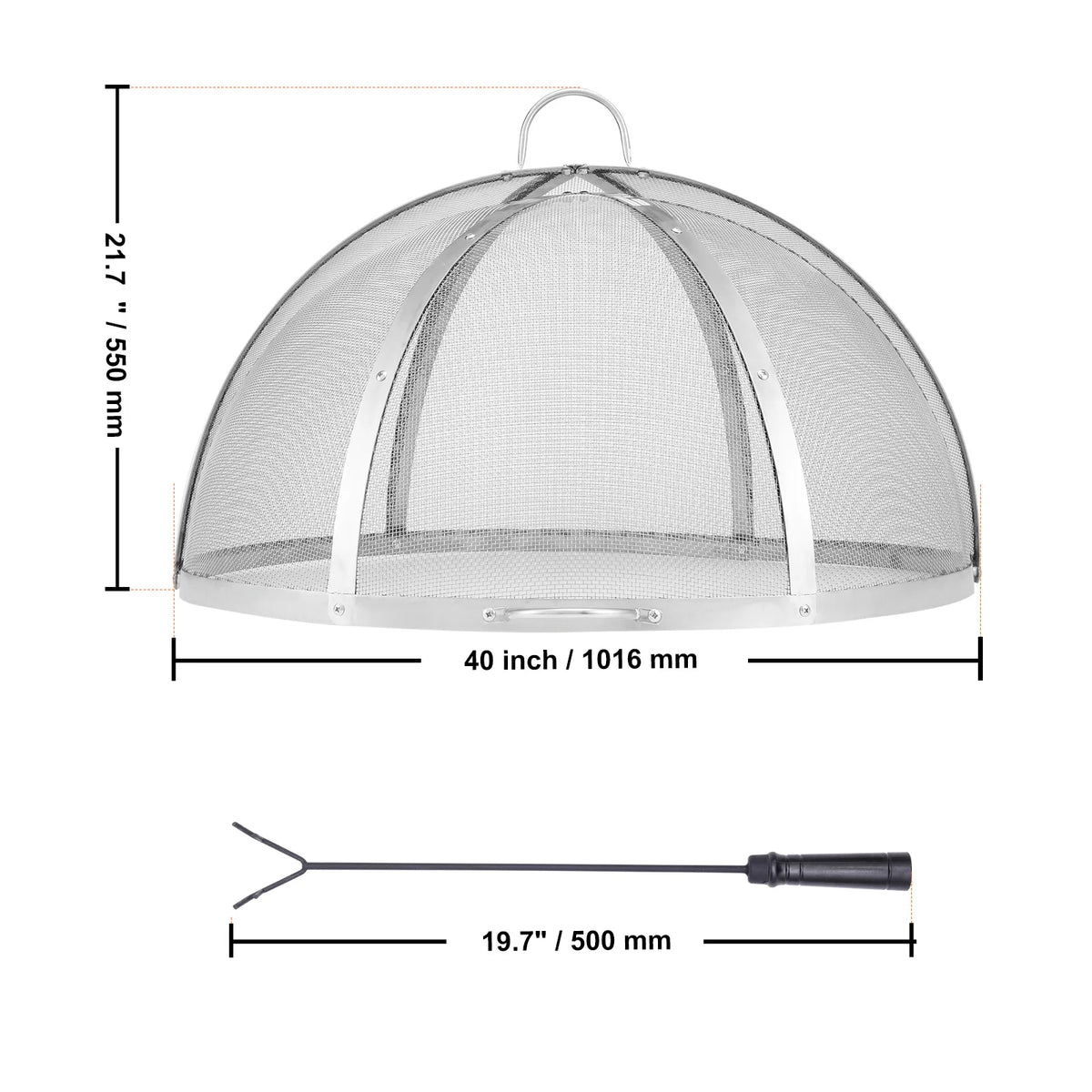 Stainless Steel Outdoor Fire Pit Spark Screen Protective Lid