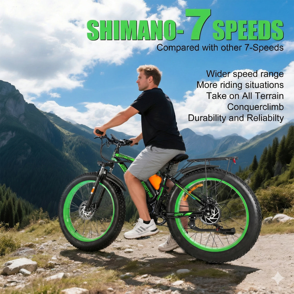 EOEOTWO Fat Tire Electric Bike 1000W 48V 20Ah Mountain Ebike