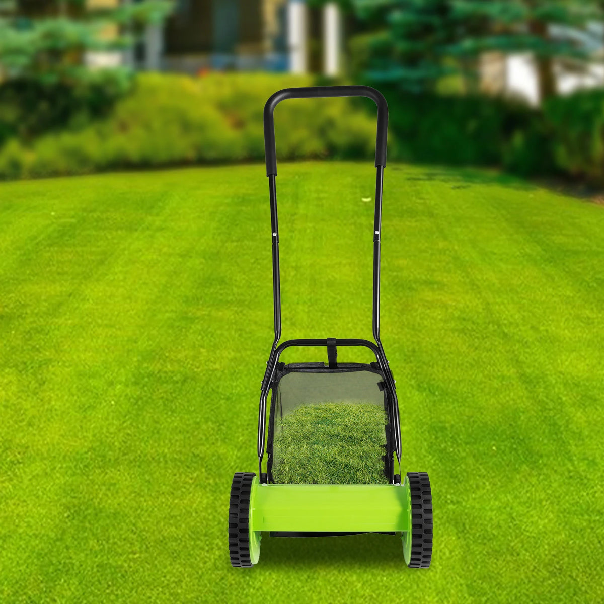 Bymaocar Manual Lawn Mower With Adjustable Height And Grass Catcher