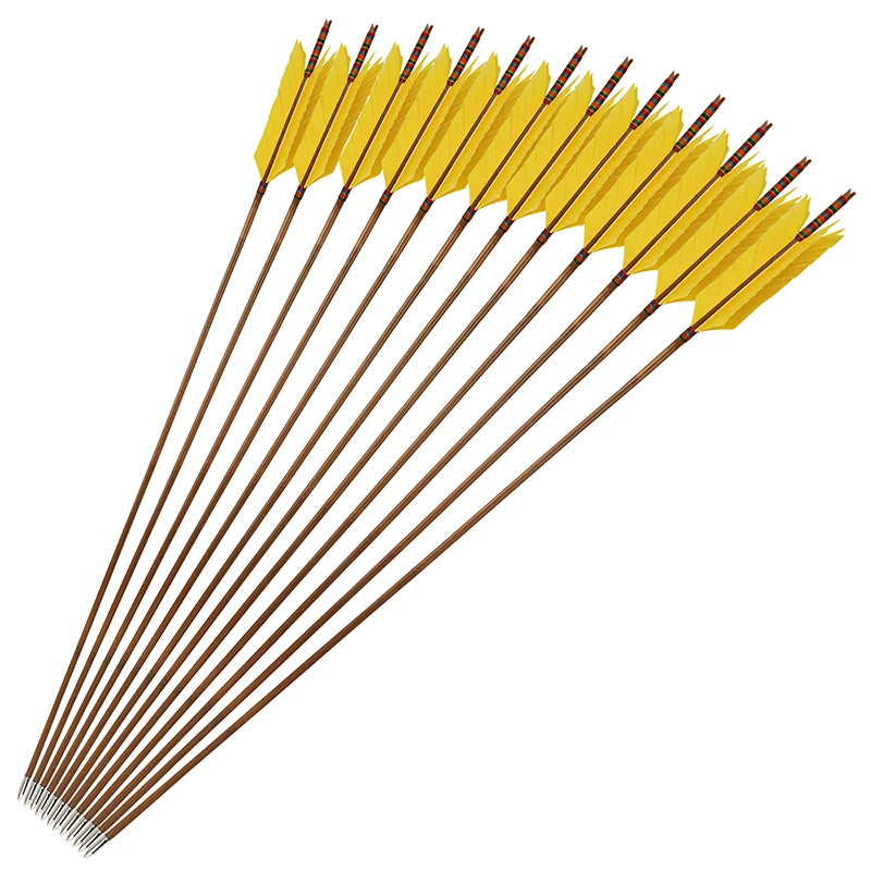 Traditional Bamboo Archery Arrows With Turkey Feathers For Bow Hunting