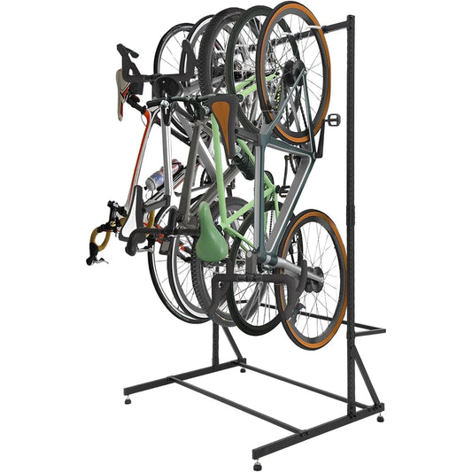 HiMISS Freestanding Bike Storage Rack Adjustable Vertical Steel Stand